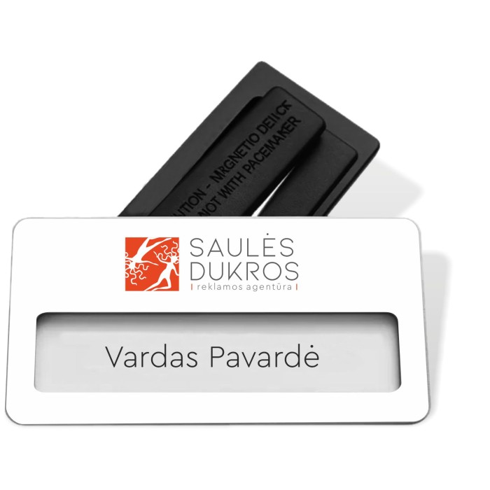 Vardinė plastikinė kortelė su magnetu / Identifikatorius. Dekoravimas įskaičiuotas